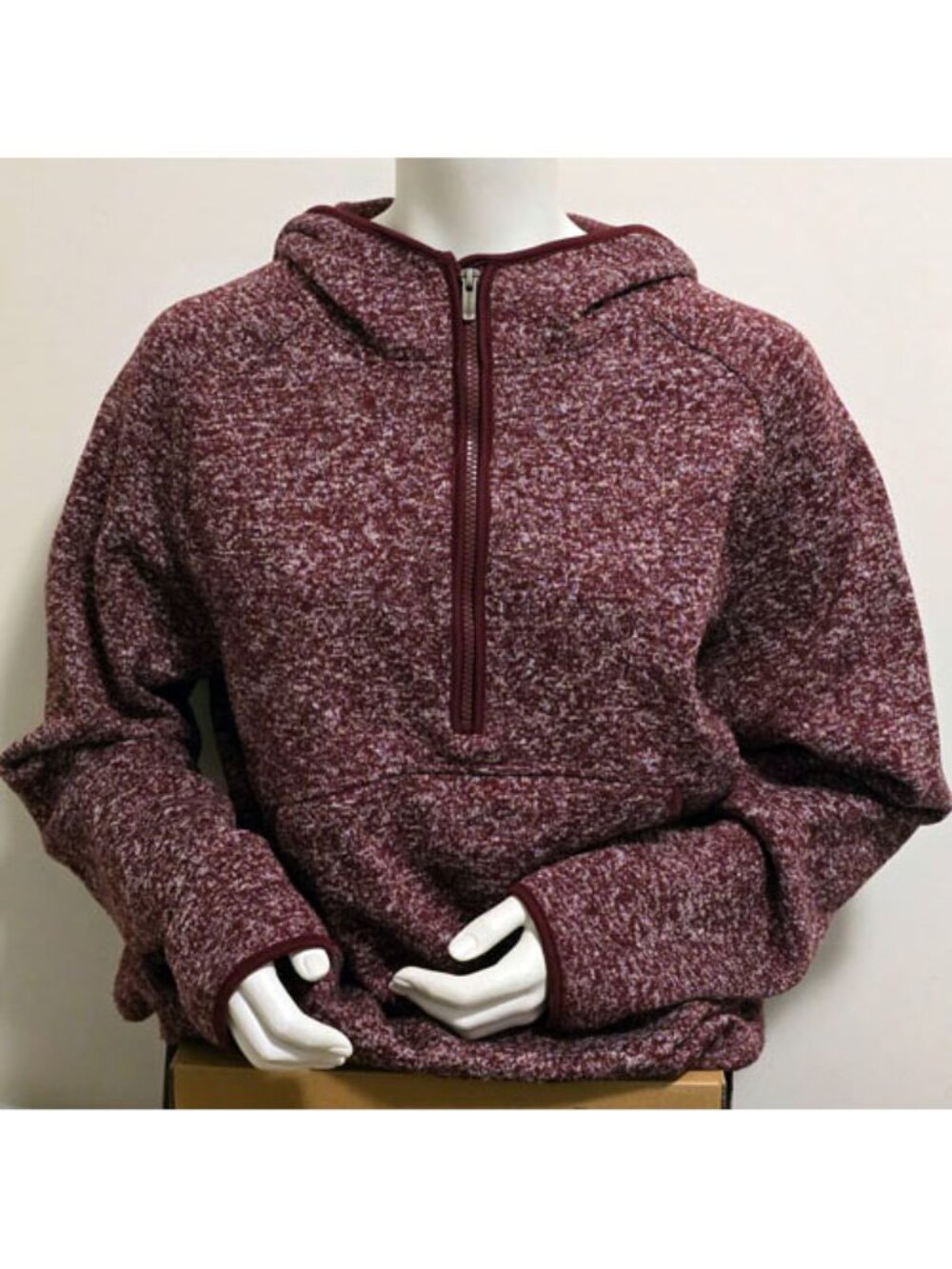 Avalanche Women's XL Sweater Fleece Half-Zip Hoodie Burgundy Heather Pullover